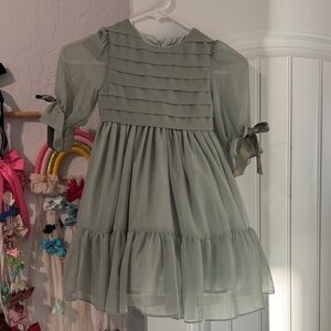 Charming Kids Dress in Sage Green